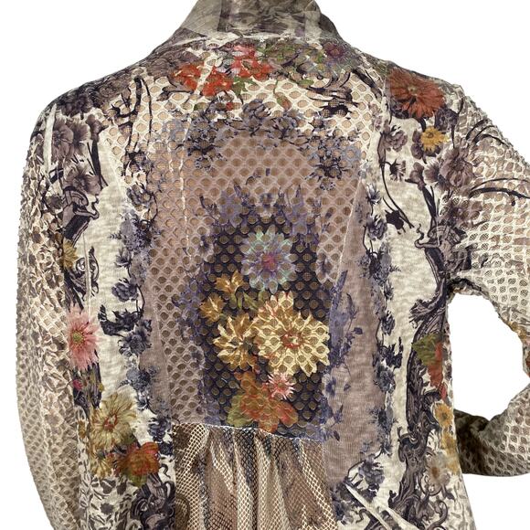 Kamana Art To Wear Lagenlook Mesh Lace Open Duster Cardigan SZ M - Picture 6 of 12